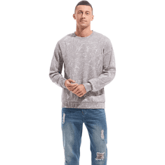 Nikcorp Moška flis jakna Crewneck Casual podložena topla siva 3XL, regular fit 75% bombaž 25% poliester, izolacija proti mrazu in vetru, za jesensko-zimsko outdoor vsakodnevno nošenje
