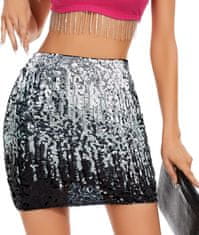 Nikcorp Suknja s flitri midi polyester, srebrna, visoki struk s elastičnim rubom, hip wrap kroj, za party, festival, ples, svečane prilike
