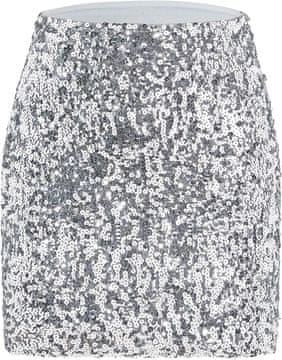 Nikcorp Bleščeče sequin krilo srebrno XL, poliester s bleščicami, mehka podloga, visok pas z elastičnim pasom, hip wrap kroj, praznično festivalno za zabave, silvestrovanje, karneval, poroke