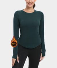 Nikcorp Ženska termoaktivna majica Ostalo termo majica slim fit dolg rokav odprtine za palce odsevni element zimski outdoor športi dnevno udobje zelena M