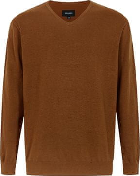 Nikcorp Moški bombažni pulover oversize klasičen V-izrez 100% bombaž bež 6XL, topel udoben za pomlad in jesen
