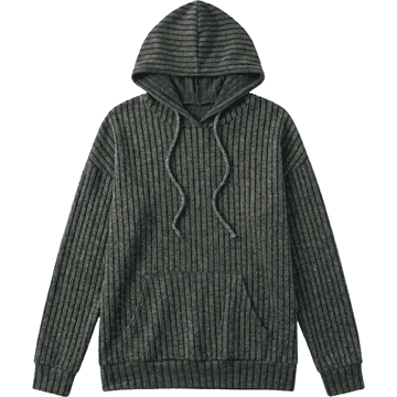 Nikcorp Ženska mikina s kapuco Ženska Casual pohodna hrejiva lahka kartáčana pletenina temnozelena vertikalni pruzki Loose Fit klokandí kapsa s stahovanjem S