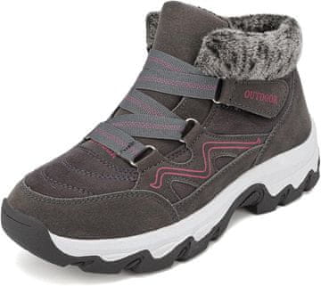Nikcorp Zimski pohodniški škornji Sniegowce z izolacijo protisklzni podplat unisex sivi 42 EU topli outdoor za zimske sprehode