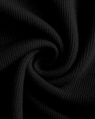 Nikcorp Ženska basic majica Bluza Kratek rokav rebrasta pletenina Slim Fit, V-izrez elastična zračna Črna, M casual casualwear za poletje