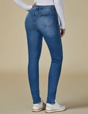 Nikcorp Ženske skinny jeans Visoký pas elastične džegginge Nižádné informace Slim Fit zeštíhlující efekat džínovina prozračne, 5 žepov, zip i gumb S tamno modre, notranja dolžina 73,6 cm