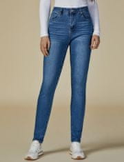 Nikcorp Ženske skinny jeans Visoký pas elastične džegginge Nižádné informace Slim Fit zeštíhlující efekat džínovina prozračne, 5 žepov, zip i gumb S tamno modre, notranja dolžina 73,6 cm
