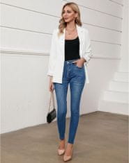 Nikcorp Ženske skinny jeans Visoký pas elastične džegginge Nižádné informace Slim Fit zeštíhlující efekat džínovina prozračne, 5 žepov, zip i gumb S tamno modre, notranja dolžina 73,6 cm