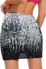 Nikcorp Suknja s flitri midi polyester, srebrna, visoki struk s elastičnim rubom, hip wrap kroj, za party, festival, ples, svečane prilike