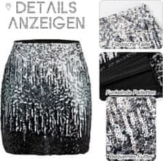 Nikcorp Suknja s flitri midi polyester, srebrna, visoki struk s elastičnim rubom, hip wrap kroj, za party, festival, ples, svečane prilike