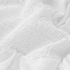 Nikcorp Ženski boho kombinezon-romper iz šifona s cvetličnim vzorcem, razgaljena ramena in V-izrez, mini ruffle rob, pentlja v pasu, vezava na hrbtu, skrita zadrga, bela, XL