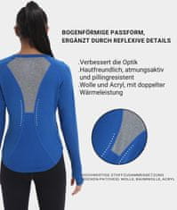 Nikcorp Ženska termoaktivna majica SURFEASY z dolgimi rokavi, slim fit, flis podloga, odprtine za palce, odsevni elementi, za tek, fitnes in jogo, mornarsko modra, velikost XXL