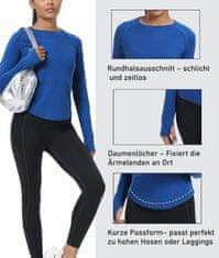 Nikcorp Ženska termoaktivna majica SURFEASY z dolgimi rokavi, slim fit, flis podloga, odprtine za palce, odsevni elementi, za tek, fitnes in jogo, mornarsko modra, velikost XXL