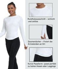 Nikcorp Ženska termo majica Bela XL slim fit z dolgim rokavom polar zaključek, odprtine za palce in odsevni detajli na hrbtu, toplotna izolacija za tek in jogo, oblačilo za zimo XL