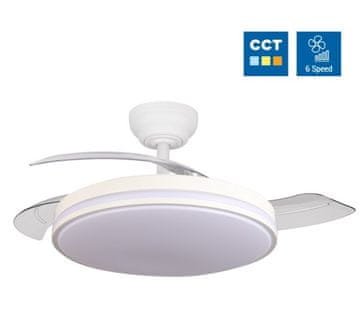 Optonica Stropni ventilator z LED svetilko 30W CCT bela barva