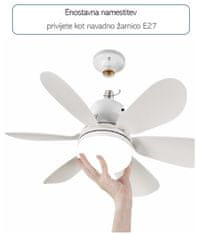 Optonica Ventilator z LED osvetlitvijo za navoj E27 – 12W CCT + daljinski upravljalnik