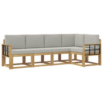 Vidaxl Zunanja garnitura za sedenje 5 szt. Bela in svetlo siva