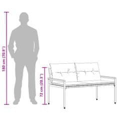 Vidaxl Zunanja klop 2 -Seater 116 x 67,5 x 72 cm poli ratan Temno siva