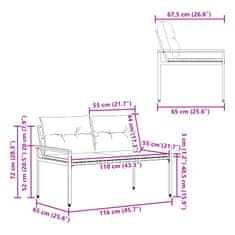 Vidaxl Zunanja klop 2 -Seater 116 x 67,5 x 72 cm poli ratan Temno siva