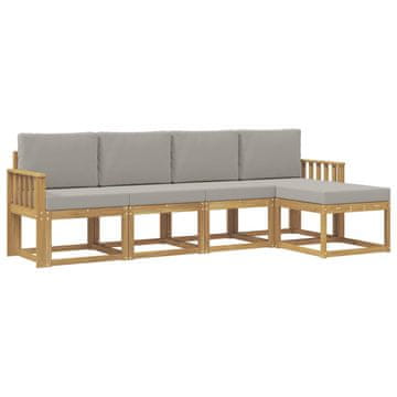 Vidaxl Zunanja garnitura za sedenje 5 szt. Bela in svetlo siva