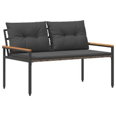 Vidaxl Zunanja klop 2 -Seater 116 x 67,5 x 72 cm poli ratan Temno siva
