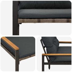 Vidaxl Zunanja klop 2 -Seater 116 x 67,5 x 72 cm poli ratan Temno siva
