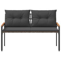 Vidaxl Zunanja klop 2 -Seater 116 x 67,5 x 72 cm poli ratan Temno siva