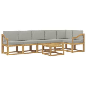Vidaxl Zunanja garnitura za sedenje 7 szt. Bela in svetlo siva