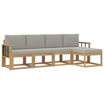 Vidaxl Zunanja garnitura za sedenje 5 szt. Bela in svetlo siva
