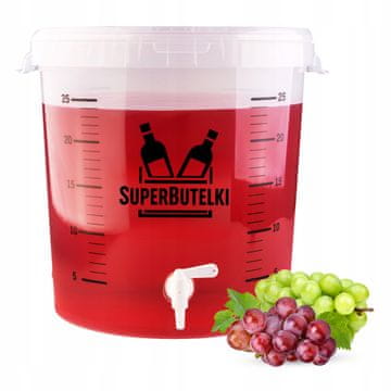 B.U. Komplet - 1x 30-litrska fermentacijska posoda s prozornim pokrovom + 1x majhna pipa s tesnilom za fermentacijsko posodo