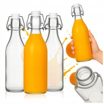 shumee Komplet - 5 x okrogla steklenica s sponko - 1000 ml