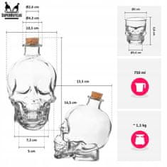 shumee Steklena karafa - lobanja 750 ml + 4 kozarci