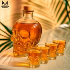 shumee Steklena karafa - lobanja 750 ml + 4 kozarci