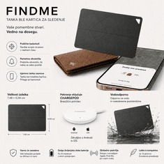 VYZIO® Komplet 4 pametnih sledilnih kartic za denarnico in prtljago, IP67 vodoodporne, brezžično polnjenje, Apple Find My/Android Find Hub | F4INDMEPRO