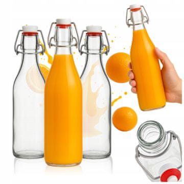 shumee Komplet - 5 x okrogla steklenica s sponko - 500 ml