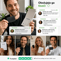 VYZIO® Komplet 4 pametnih sledilnih kartic za denarnico in prtljago, IP67 vodoodporne, brezžično polnjenje, Apple Find My/Android Find Hub | F4INDMEPRO