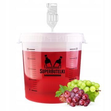 B.U. Komplet - 1x 30-litrska fermentacijska posoda s prozornim pokrovom + 1x tesnilo za plastično ferm cevko s čepom + 1x plastična ferm cevka