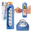 1000 ml steklena steklenica za vodo s silikonskim etuijem (modra)
