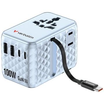 Verbatim VERBATIM POTOVALNI ADAPTER ZA TELEFONE ZA EU, VB IN ZDA, 2X USB-C, 2X USB-A, HITR