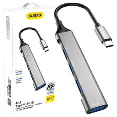 DUDAO DUDAO HUB 4W1 USB-C - 4X USB-A (3 X USB2.0 / USB3.0) 6,3CM CZARNY (A16T)