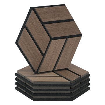 Homestyle4U Akustične plošče, šesterokotni satovje, 30x26x2 cm, rjave barve
