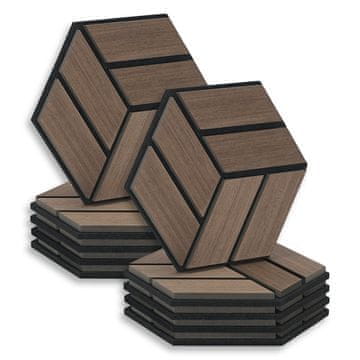Homestyle4U Akustične plošče, šesterokotni satovje 3D, 30x26x2 cm, rjave