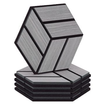 Homestyle4U Akustične plošče, šesterokotni satovje 5-delni set, 30x26x2 cm, siva