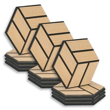 Homestyle4U Akustične plošče, šesterokotni satovje 3D, 30x26x2 cm, rjave barve