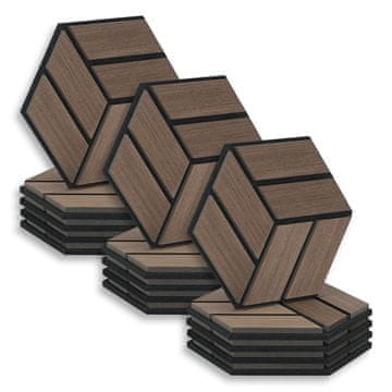 Homestyle4U Akustične plošče, šesterokotni satovje 15-delni set, 30x26x2 cm, rjave barve