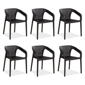 Homestyle4U Vrtni stolni komplet, 55x74,5x54 cm, črna, komplet 6 kosov