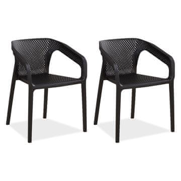 Homestyle4U Vrtni stolni komplet, 55x74,5x54 cm, črna, plastika