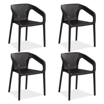 Homestyle4U Vrtni stol set, 55x74,5x54 cm, črna, plastika