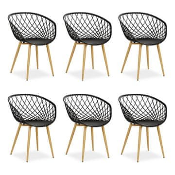 Homestyle4U Vrtni stolčki, 62x80x57 cm, črna, komplet 6