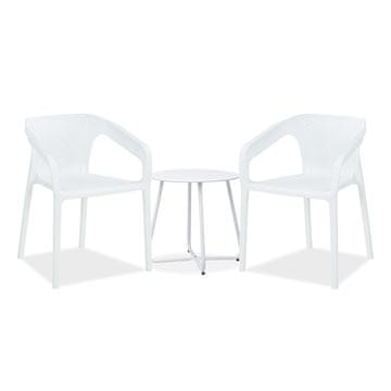 Homestyle4U Vrtna garnitura, 2 stola in miza, 55x74,5x54 cm, bela