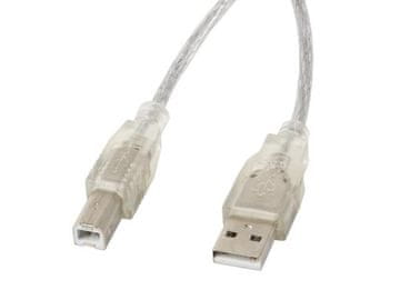 Lanberg CABO USB LANBERG 2.0 AM BM PARA LAPTOP PC 1.8M FERRITE VIDRO TRANSPARENTE